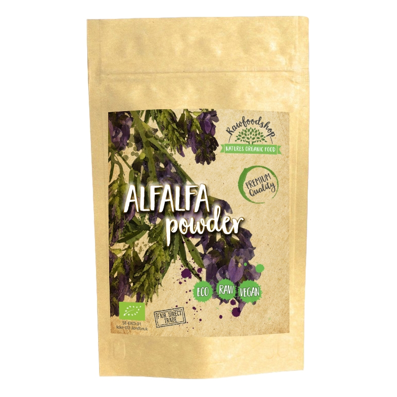 Alfalfa Pulver EKO 125g i gruppen OUTLET 30-80% / Örter, alger & svampar 30-50% hos Rawfoodshop Scandinavia AB (A1010)