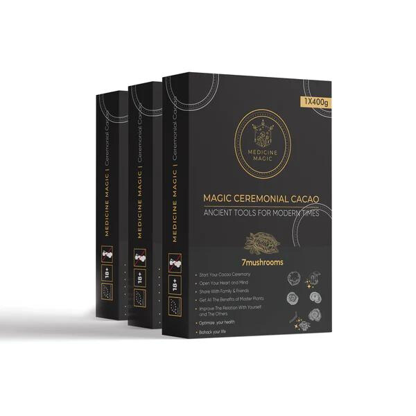 Ceremonial Cacao 7 Mushrooms EKO 400g i gruppen Råvaror & Dryck / Drycker / Övrigt hos Rawfoodshop Scandinavia AB (037420)