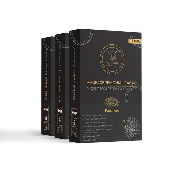 Ceremonial Cacao Passiflora EKO 400g i gruppen Råvaror & Dryck / Bak & Matlagning / Kakaoprodukter hos Rawfoodshop Scandinavia AB (037600)