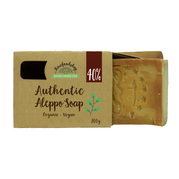 Aleppotvål Lagerbärsolja 40% 200g i gruppen Hud & Kropp / Kropp / Duschtvål hos Rawfoodshop Scandinavia AB (061528)