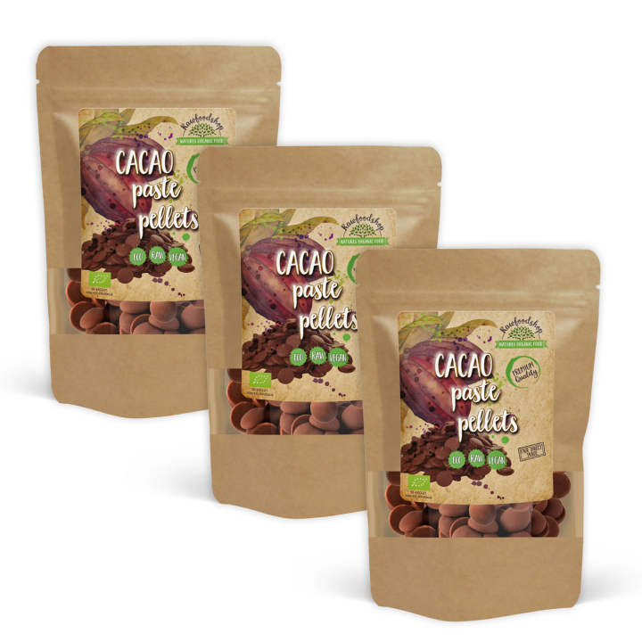Kakaomassa Pellets RAW EKO 500g x 3 paket i gruppen Råvaror & Dryck / Bakning / Kakaoprodukter hos Rawfoodshop Scandinavia AB (10101023500-SET3)