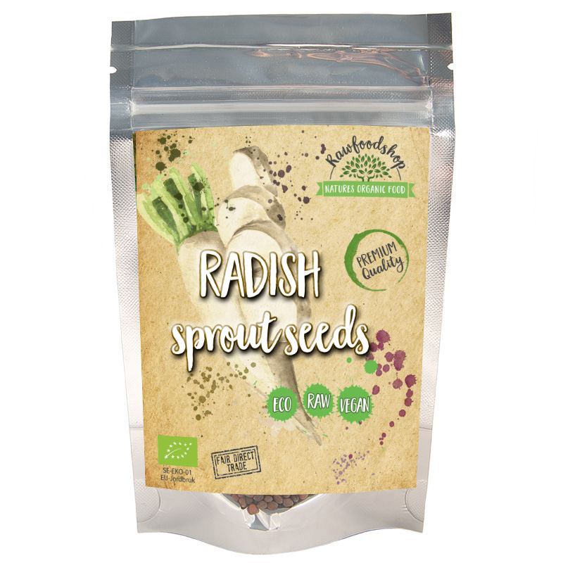 Groddfrön Rättika EKO 100g i gruppen OUTLET 30-80% / Greenfood 30-50% / Greenfood 30% hos Rawfoodshop Scandinavia AB (1101100)