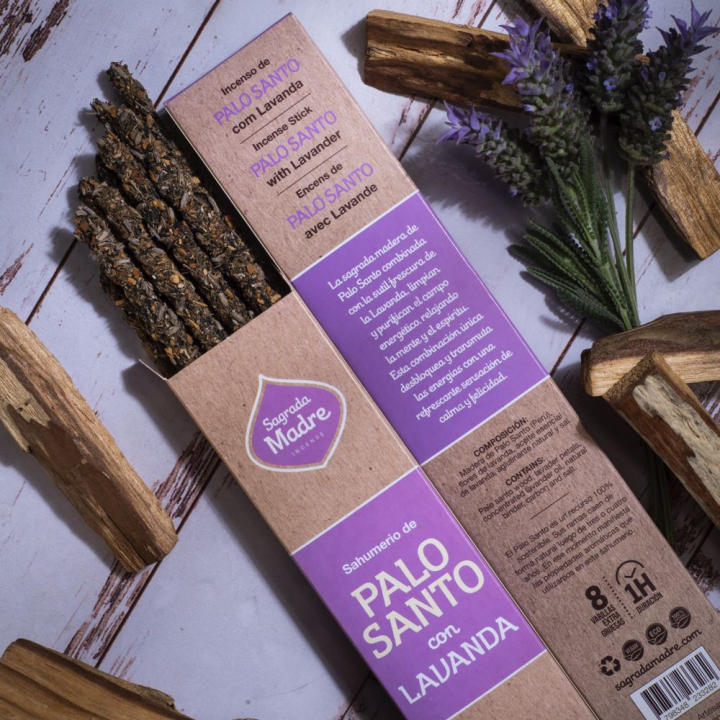 Palo Santo & Lavendel Rökelsepinnar 8st i gruppen Hem & Själ / Stämning & doft / Rökelse hos Rawfoodshop Scandinavia AB (12-01)