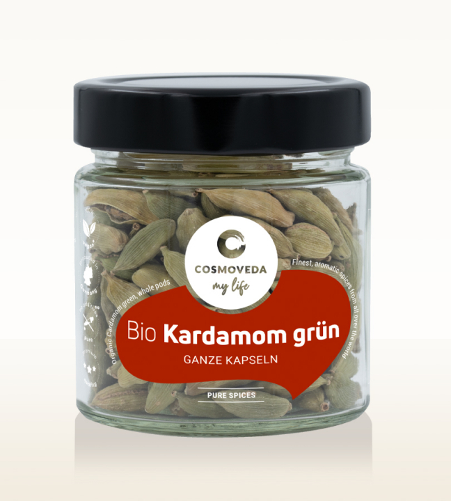 Kardemumma Gröna Kapslar EKO 70g i gruppen Råvaror & Dryck / Skafferiet / Kryddor hos Rawfoodshop Scandinavia AB (126746-DE)