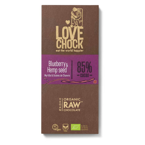 Choklad Blåbär & Hampafrön 85% Eko 70g i gruppen Råvaror & Dryck / Godis & Choklad / Choklad & Bars hos Rawfoodshop Scandinavia AB (14002)