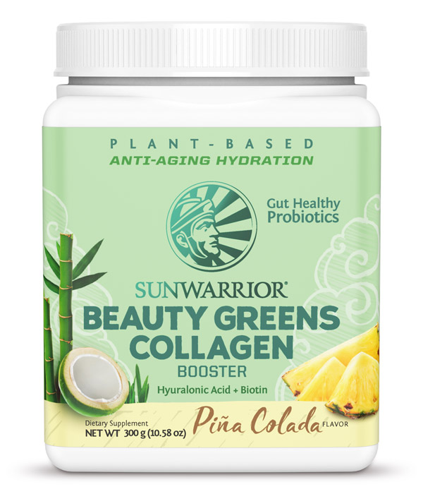 Sunwarrior Beauty Greens Collagen Booster Piña colada 300g i gruppen Hälsa / Kosttillskott / Kollagen hos Rawfoodshop Scandinavia AB (1427)