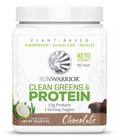 Sunwarrior Clean Greens & Protein Choklad 175g i gruppen Hälsa / Proteinpulver hos Rawfoodshop Scandinavia AB (1441)