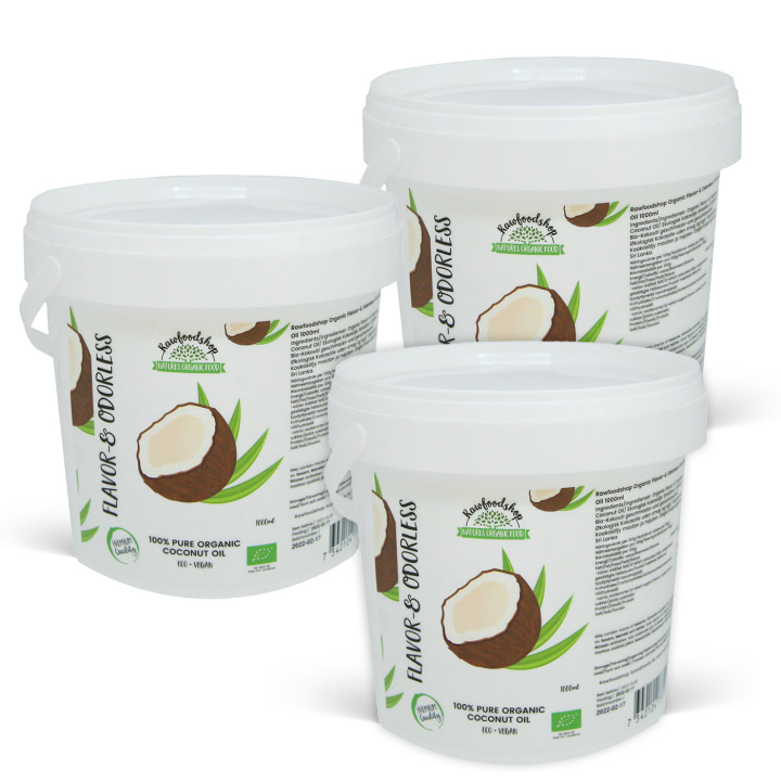 Kokosolja Smak & Doftfri EKO 1000ml x 3 burkar i gruppen Råvaror & Dryck / Skafferiet / Oljor / Oljor hos Rawfoodshop Scandinavia AB (15060-1000-SET3)