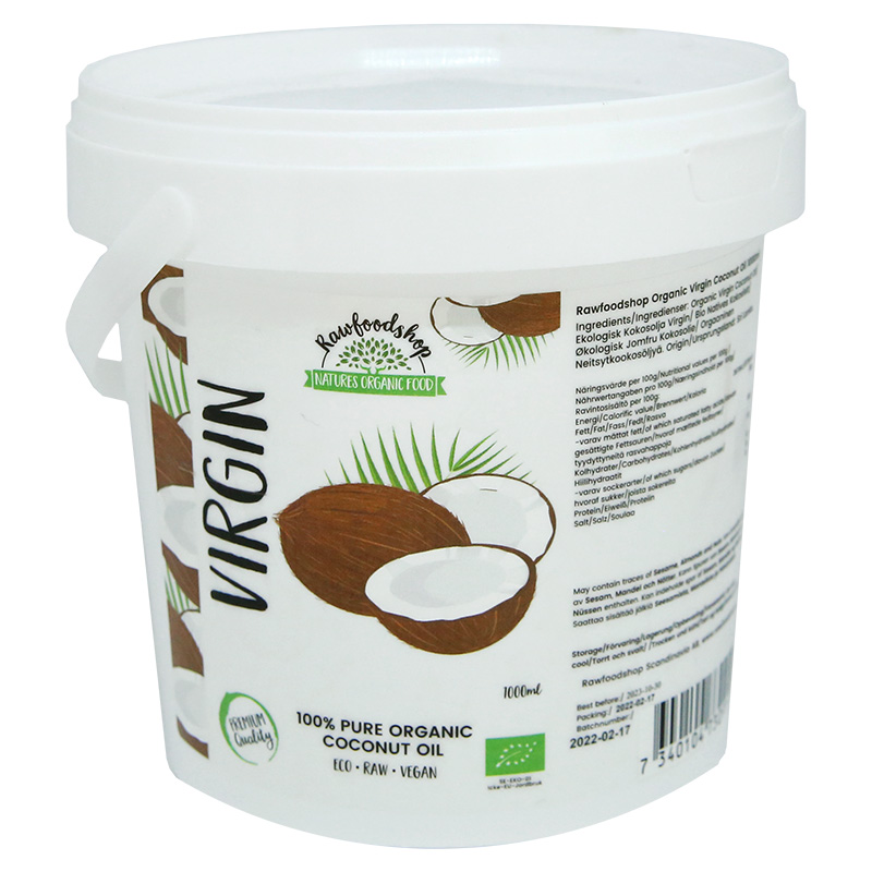 Kokosolja Virgin RAW EKO 1000ml i gruppen Hud & Kropp / Naturlig DIY / Fetter & Vax / Kokosolja hos Rawfoodshop Scandinavia AB (15064-1000)