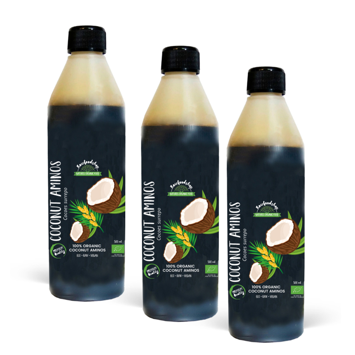 Kokos Aminos EKO 500ml x 3 flaskor i gruppen Råvaror & Dryck / Skafferiet / Smaksättning / Soja & Sås hos Rawfoodshop Scandinavia AB (17310-SET3)