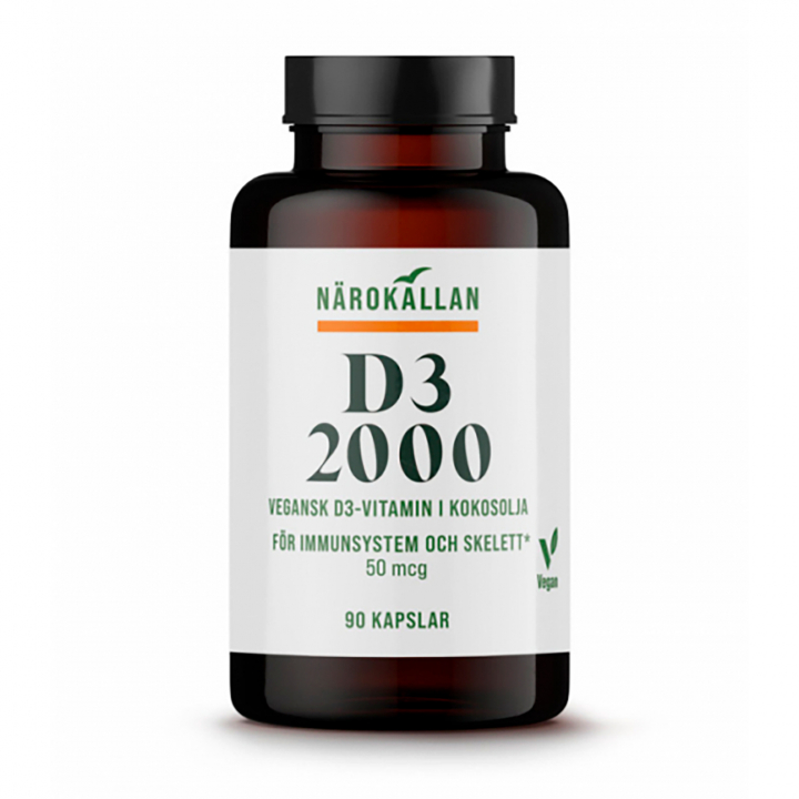 D3 2000 vegan 90 kap i gruppen Hälsa / Kosttillskott / Vitaminer / Enkla vitaminer hos Rawfoodshop Scandinavia AB (1816)