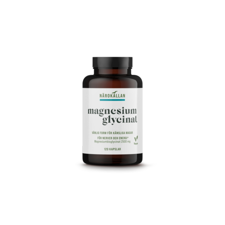 Magnesiumglycinat 120kapslar i gruppen Kosttillskott / Mineraler / Magnesium hos Rawfoodshop Scandinavia AB (1819)