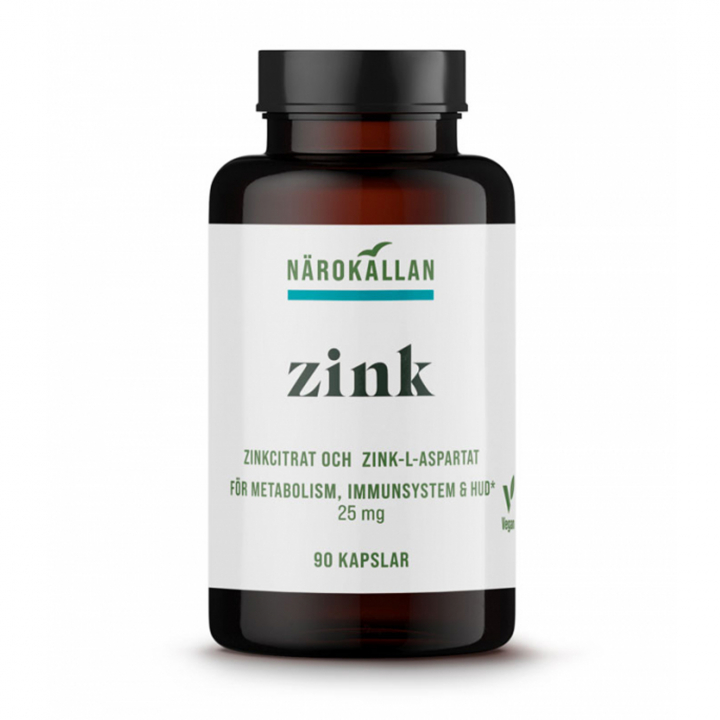 Zink 25 mg 90 kaps i gruppen Hälsa / Kosttillskott / Mineraler hos Rawfoodshop Scandinavia AB (1828)