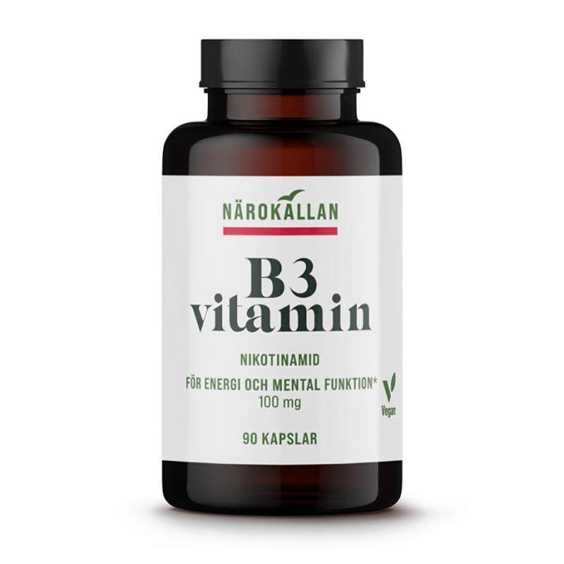 B3 Nikotinamid 100mg 90kaps i gruppen Kosttillskott / Vitaminer / Vitamin B hos Rawfoodshop Scandinavia AB (1830)