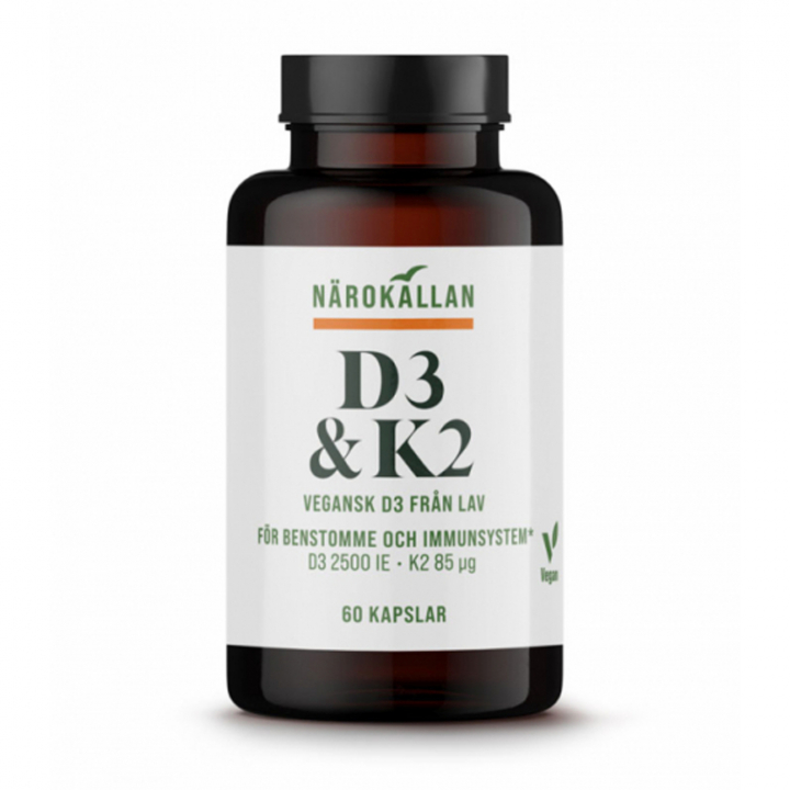 D3 + K2 Vitamin 60 kaps i gruppen Hälsa / Kosttillskott / Vitaminer / Enkla vitaminer hos Rawfoodshop Scandinavia AB (1877)