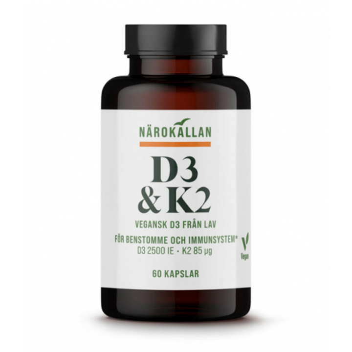 D3 + K2 Vitamin 60 kaps i gruppen Kosttillskott / Vitaminer / Vitamin D hos Rawfoodshop Scandinavia AB (1877)