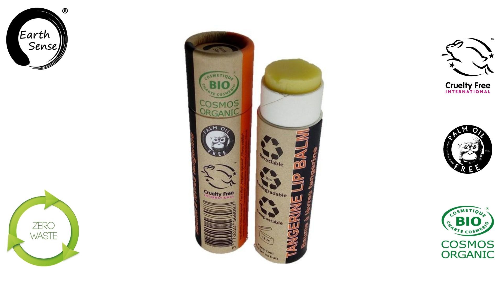 Earth Sense Lip Balm Tangerine 15ml i gruppen Hud & Kropp / Ansikte / Läppvård hos Rawfoodshop Scandinavia AB (190080)