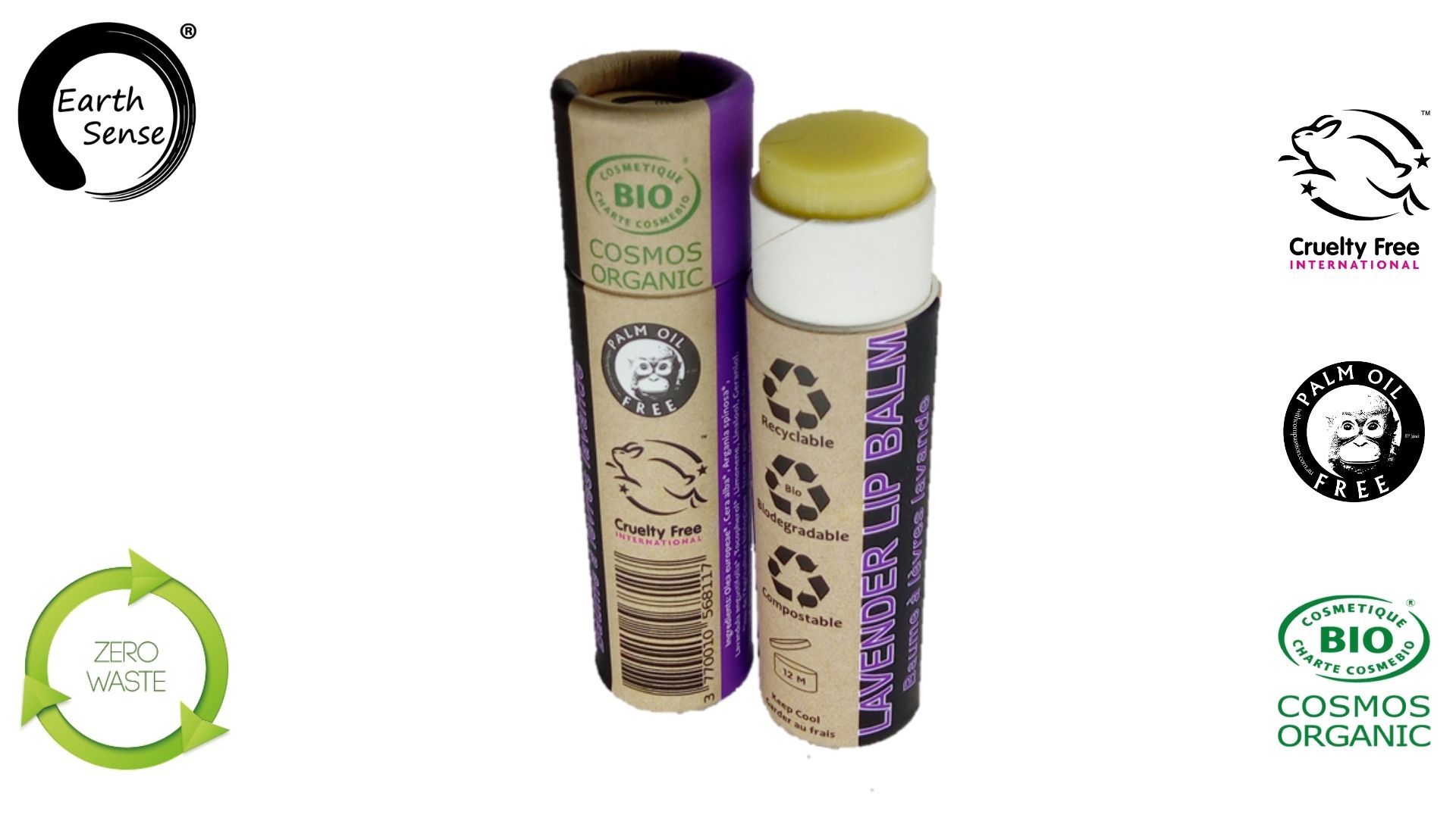Earth Sense Lip Balm Lavendel 15ml i gruppen Hud & Kropp / Ansikte / Läppvård hos Rawfoodshop Scandinavia AB (190086)