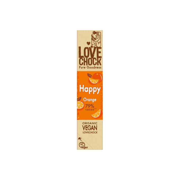 Happy Choklad med Apelsin 79% EKO 40g i gruppen Råvaror & Dryck / Godis & Choklad / Choklad & Bars hos Rawfoodshop Scandinavia AB (20005)