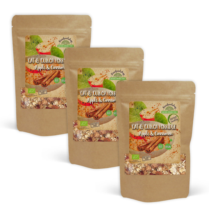 Havre & Quinoagröt med Äpple och Kanel EKO 500g x 3 paket i gruppen Råvaror & Dryck / Skafferiet / Granola & Gröt hos Rawfoodshop Scandinavia AB (200125-SET3)