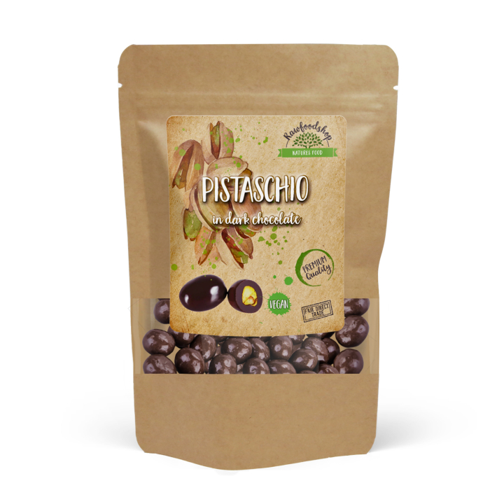 Pistagenötter med Mörk Choklad 100g i gruppen Råvaror & Dryck / Godis & Choklad / Godis hos Rawfoodshop Scandinavia AB (20081-100)