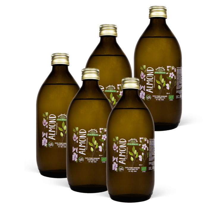 Mandelolja kallpressad EKO 500ml x 5 flaskor i gruppen Råvaror & Dryck / Skafferiet / Oljor / Oljor hos Rawfoodshop Scandinavia AB (2081203-SET5)
