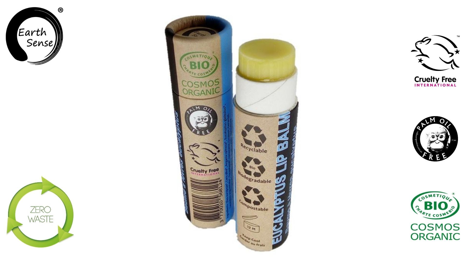 Earth Sense Lip Balm Eucalyptus 15ml i gruppen Hud & Kropp / Ansikte / Läppvård hos Rawfoodshop Scandinavia AB (211127)