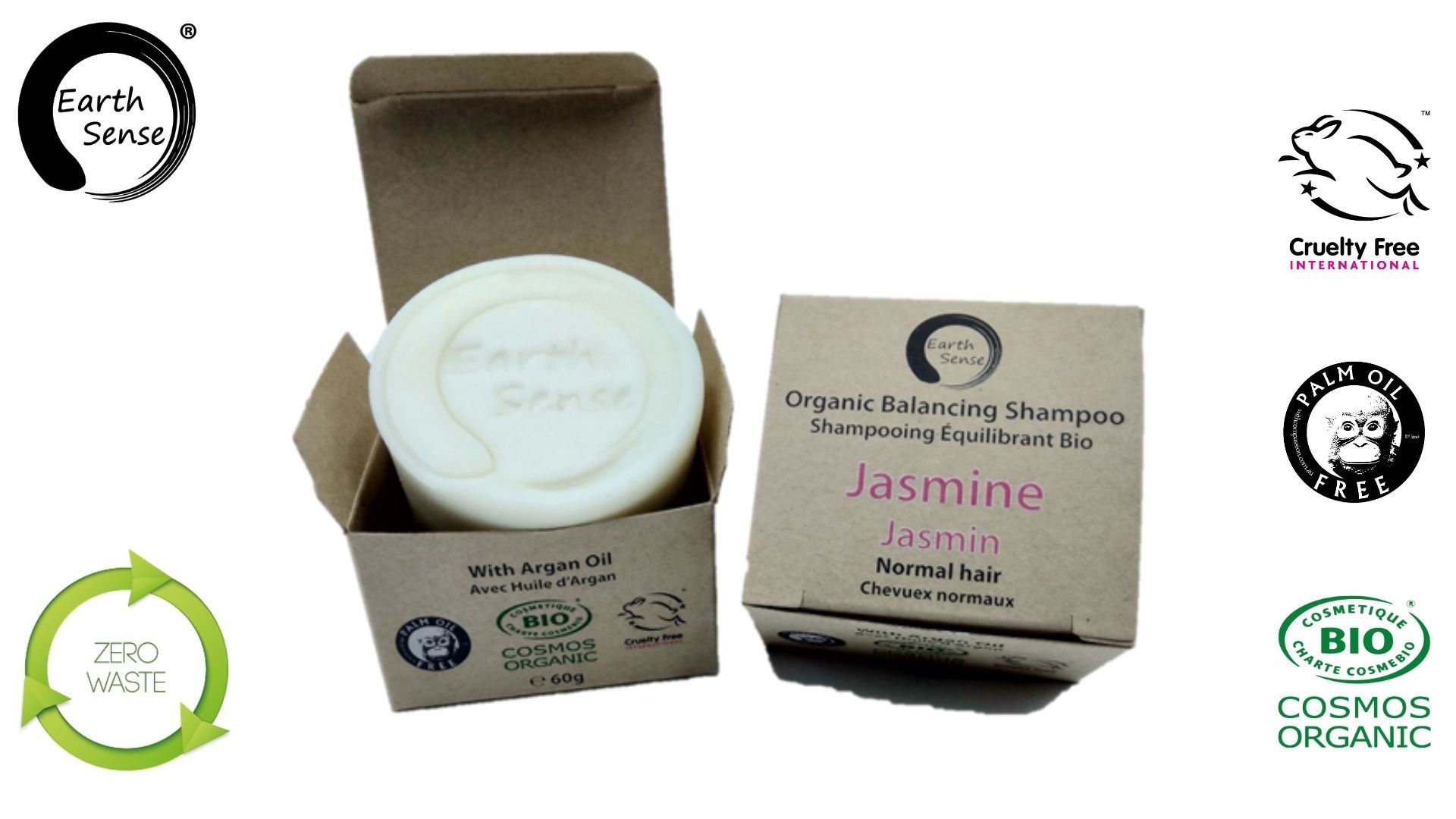 Earth Sense Schampokaka Jasmin 60g i gruppen Hud & Kropp / Hår / Schampo & Balsam hos Rawfoodshop Scandinavia AB (211145)