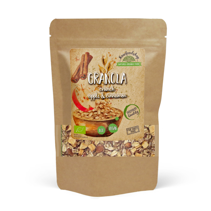 Granola Crunchy - Äpple & Kanel EKO 400g i gruppen Råvaror & Dryck / Skafferiet / Granola & Gröt hos Rawfoodshop Scandinavia AB (21177-400)