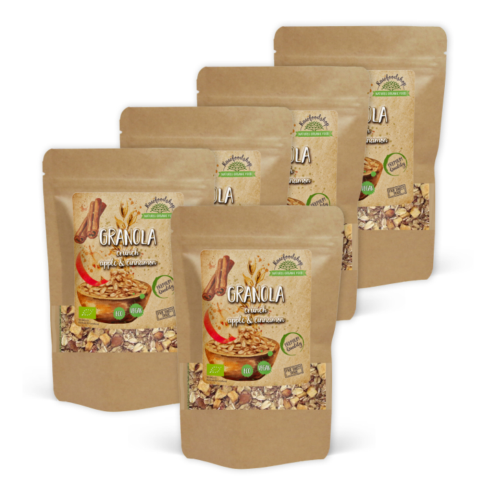 Granola Äpple & Kanel EKO 400g x 5 paket i gruppen Råvaror & Dryck / Skafferiet / Granola & Gröt hos Rawfoodshop Scandinavia AB (21177400-SET5)