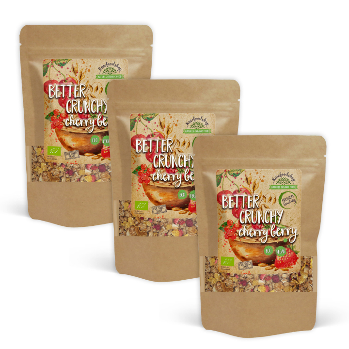 Better Crunchy - Cherry Berry EKO 500g x 3 paket i gruppen Råvaror & Dryck / Skafferiet / Granola & Gröt hos Rawfoodshop Scandinavia AB (21411500-SET3)