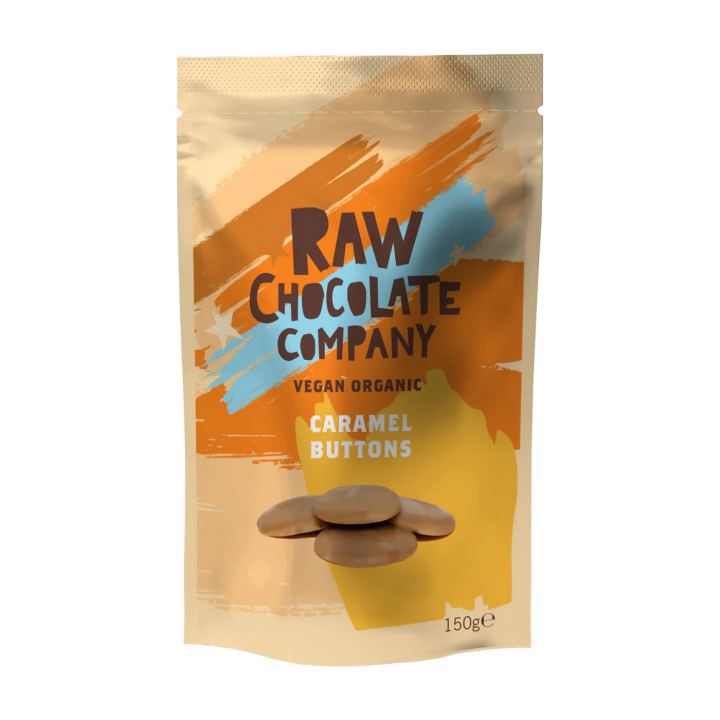 Caramel Buttons RAW EKO 150g i gruppen Råvaror & Dryck / Godis & Choklad / Choklad & Bars hos Rawfoodshop Scandinavia AB (216)