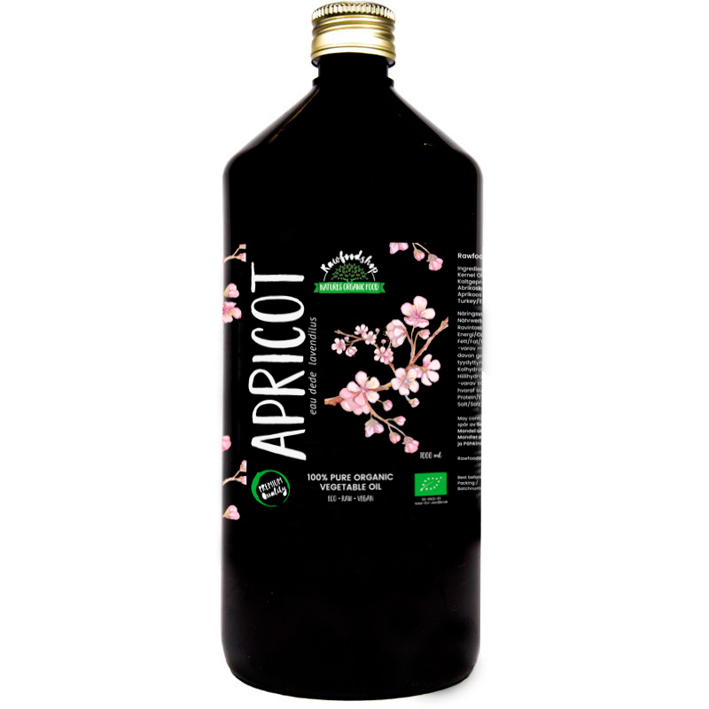 Aprikoskärnolja kallpressad EKO 1000ml i gruppen Råvaror & Dryck / Nötter / Aprikoskärnor hos Rawfoodshop Scandinavia AB (2161204)