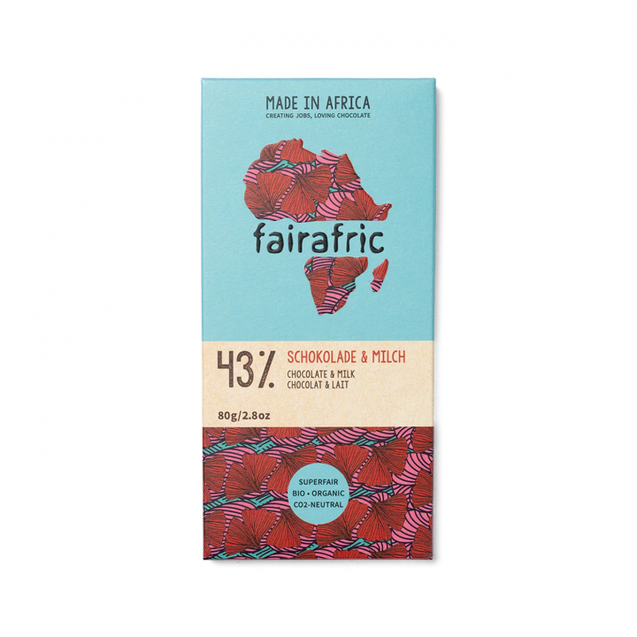 Fairafric - Mjölkchoklad 43% 80g i gruppen Råvaror & Dryck / Godis & Choklad / Choklad & Bars hos Rawfoodshop Scandinavia AB (22290)