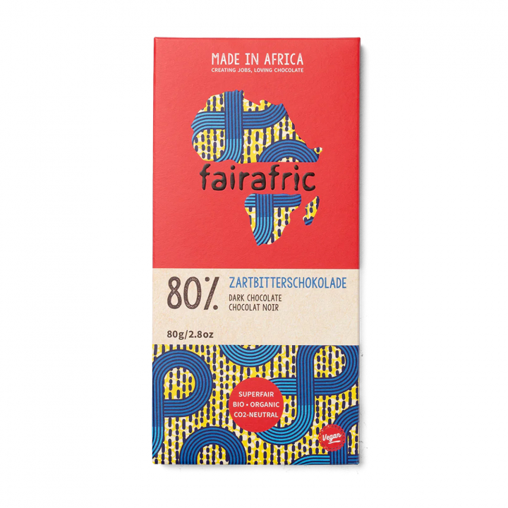 Fairafric - Mörk Choklad 80% 80g i gruppen Råvaror & Dryck / Godis & Choklad / Choklad & Bars hos Rawfoodshop Scandinavia AB (22295)
