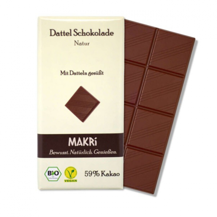 Makri - Mörk Dadelchoklad 59% EKO 85g i gruppen Råvaror & Dryck / Godis & Choklad / Choklad & Bars hos Rawfoodshop Scandinavia AB (23624)