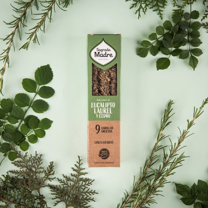 Eukalyptus, Ceder, Lagerblad & Frankincense rökelsepinnar 9st i gruppen Hem & Själ / Stämning & doft / Rökelse hos Rawfoodshop Scandinavia AB (25-01)