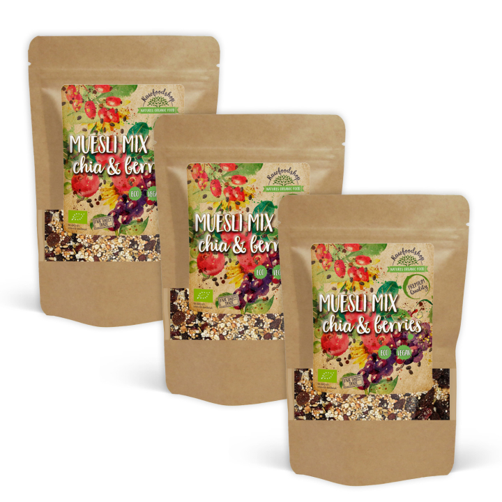 Muslimix med Chia & Bär EKO 400g x 3 paket i gruppen Råvaror & Dryck / Skafferiet / Granola & Gröt hos Rawfoodshop Scandinavia AB (27012-SET3)