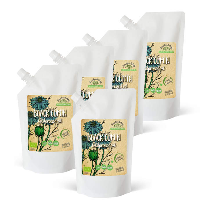 Svartkumminolja kallpressad EKO 500ml x 5 flaskor i gruppen Hud & Kropp / Naturlig DIY / Vegetabiliska Oljor hos Rawfoodshop Scandinavia AB (300443-SET5)