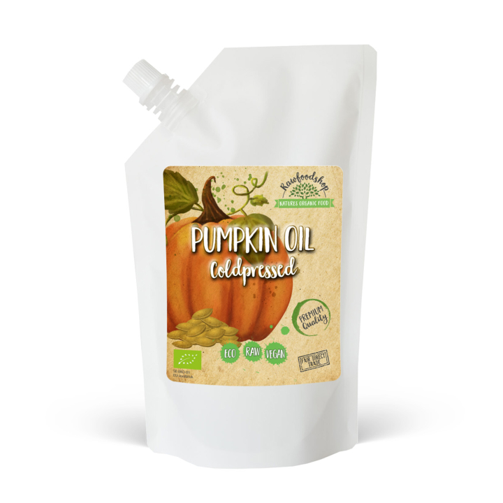 Pumpafröolja kallpressad EKO 500ml i gruppen Kroppsvård / DIY Råvaror / Vegetabiliska Oljor hos Rawfoodshop Scandinavia AB (30046-3)