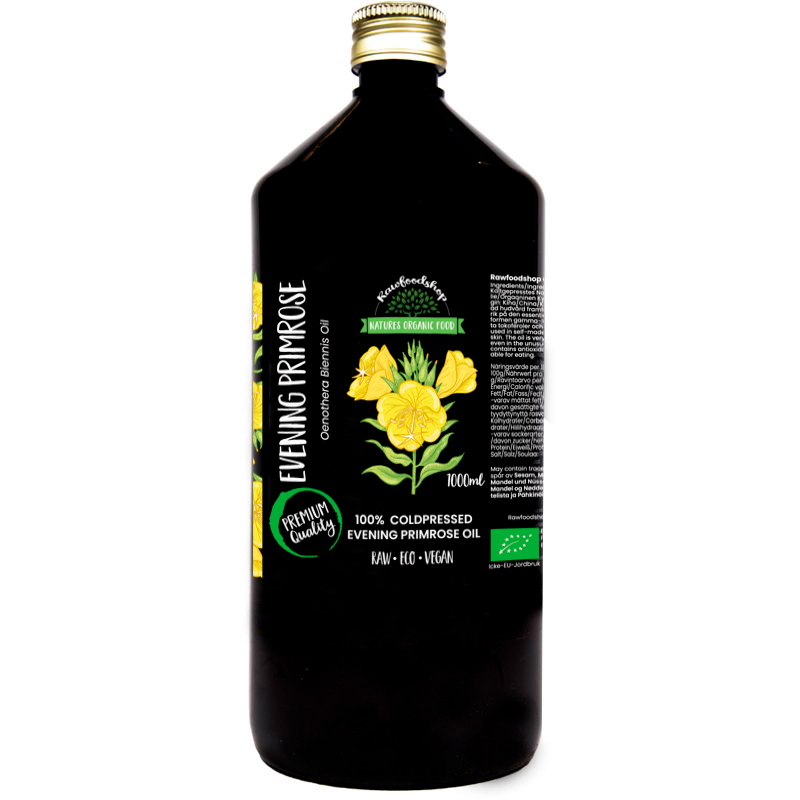 Nattljusolja kallpressad EKO 1000ml i gruppen Råvaror & Dryck / Skafferiet / Smör & Oljor / Oljor hos Rawfoodshop Scandinavia AB (30050-4)