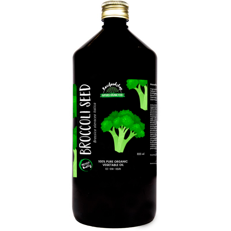 Broccolifröolja kallpressad EKO 1000ml i gruppen Kroppsvård / DIY Råvaror / Vegetabiliska Oljor hos Rawfoodshop Scandinavia AB (30052-4)