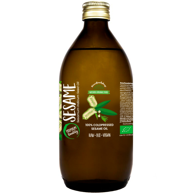 Sesamolja kallpressad EKO 500ml i gruppen Kroppsvård / DIY Råvaror / Vegetabiliska Oljor hos Rawfoodshop Scandinavia AB (3081203)