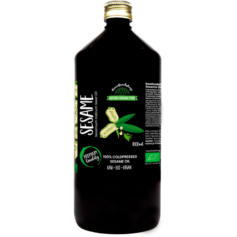 Sesamolja kallpressad EKO 1000ml i gruppen Kroppsvård / DIY Råvaror / Vegetabiliska Oljor hos Rawfoodshop Scandinavia AB (3081204)