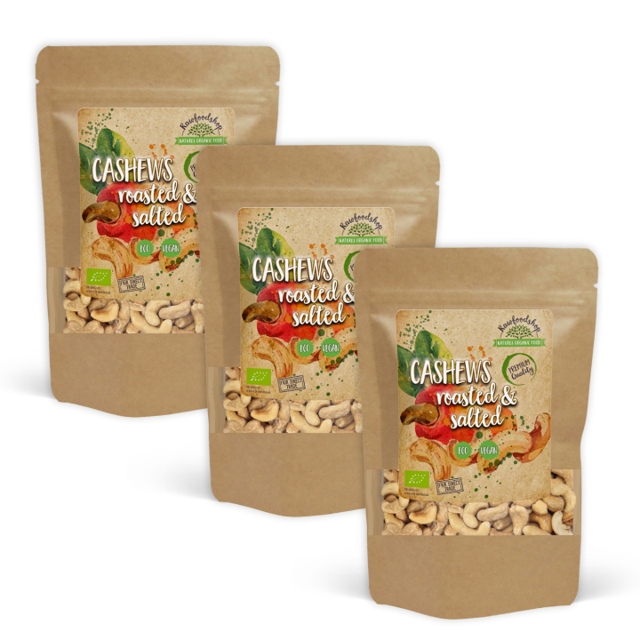 Cashewnötter Rostade & Saltade EKO 200g x 3 paket i gruppen Råvaror & Dryck / Nötter / Cashewnötter hos Rawfoodshop Scandinavia AB (32230FT0-SET3)