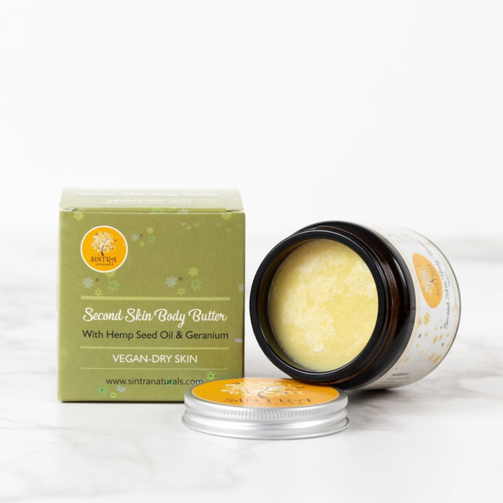 Bodybutter Hampaolja & Geranium 120ml i gruppen Hud & Kropp / Kropp / Body lotion & olja hos Rawfoodshop Scandinavia AB (330499-2)