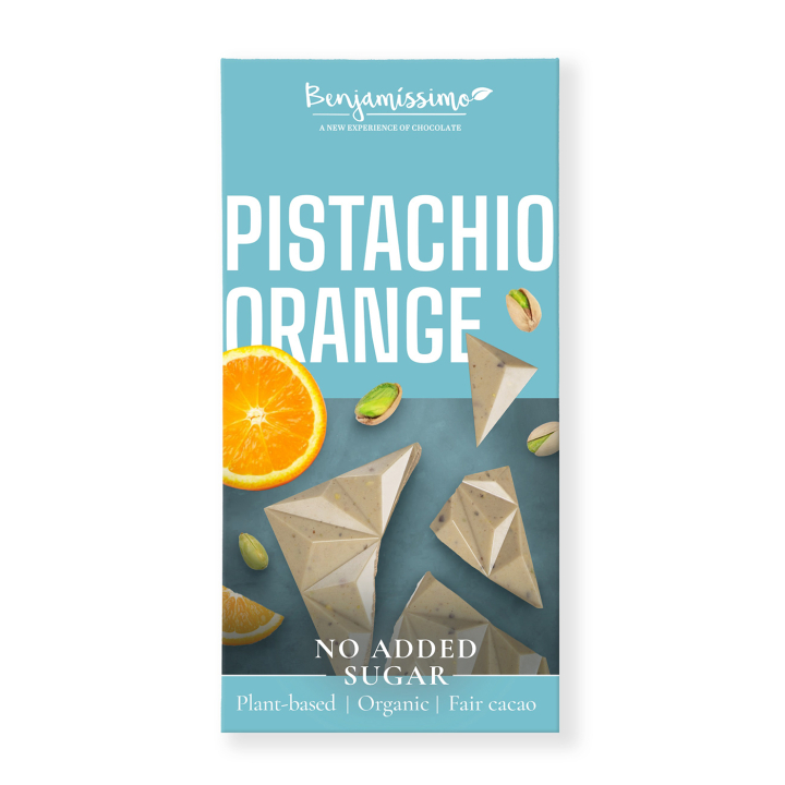 Choklad Vit Pistage & Apelsin Sockerfri EKO 60g i gruppen Råvaror & Dryck / Godis & Choklad hos Rawfoodshop Scandinavia AB (3960)
