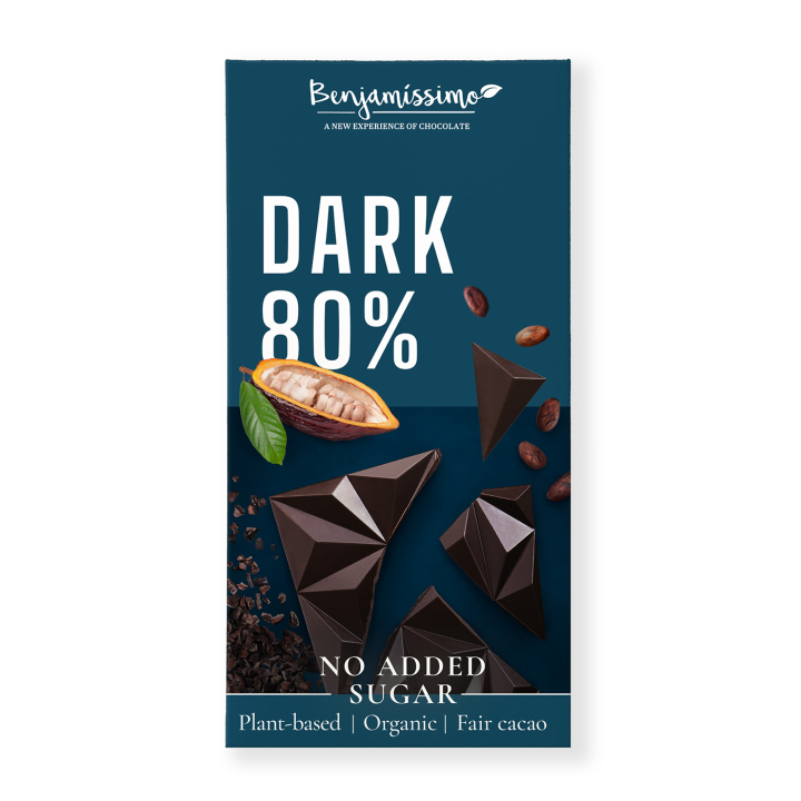Mörk Choklad 80% Sockerfri EKO 60g i gruppen Råvaror & Dryck / Godis & Choklad hos Rawfoodshop Scandinavia AB (3989)