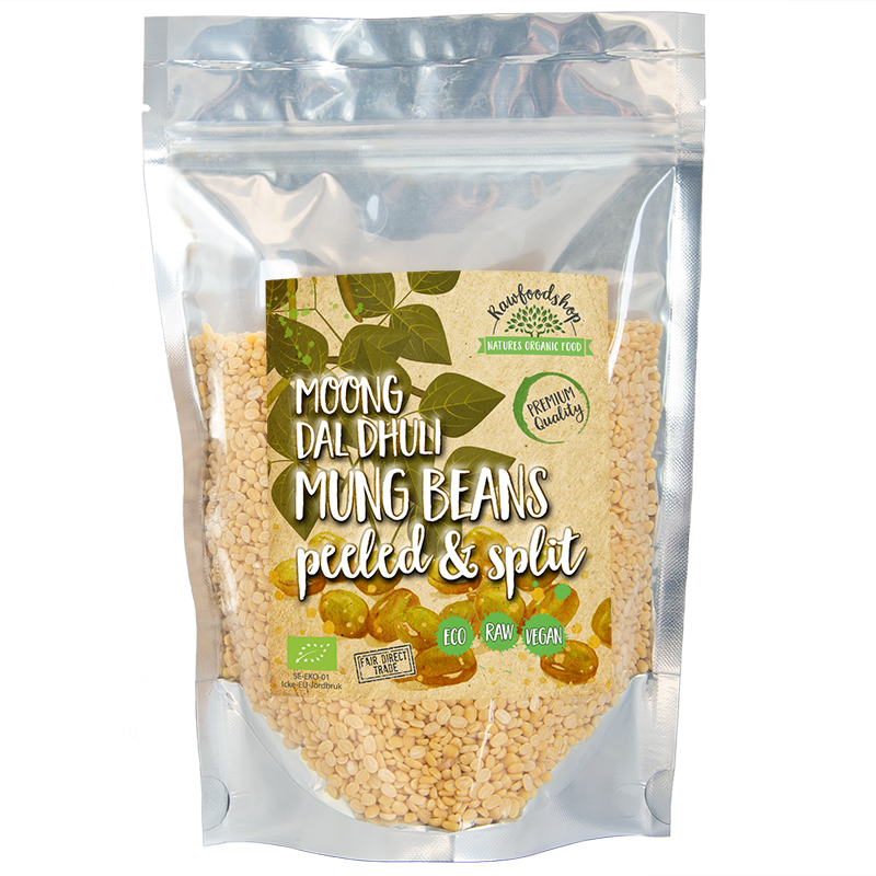 Mungbönor Moong Dal Dhuli Skalade & Delade EKO 500g i gruppen Råvaror & Dryck / Skafferiet / Baljväxter / Bönor hos Rawfoodshop Scandinavia AB (4)