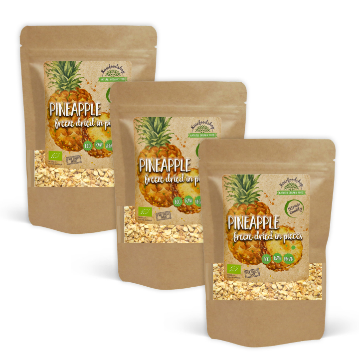 Ananas i Bitar Frystorkade EKO 50g x 3 paket i gruppen Råvaror & Dryck / Frukt & Bär / Ananas hos Rawfoodshop Scandinavia AB (4015150-SET3)